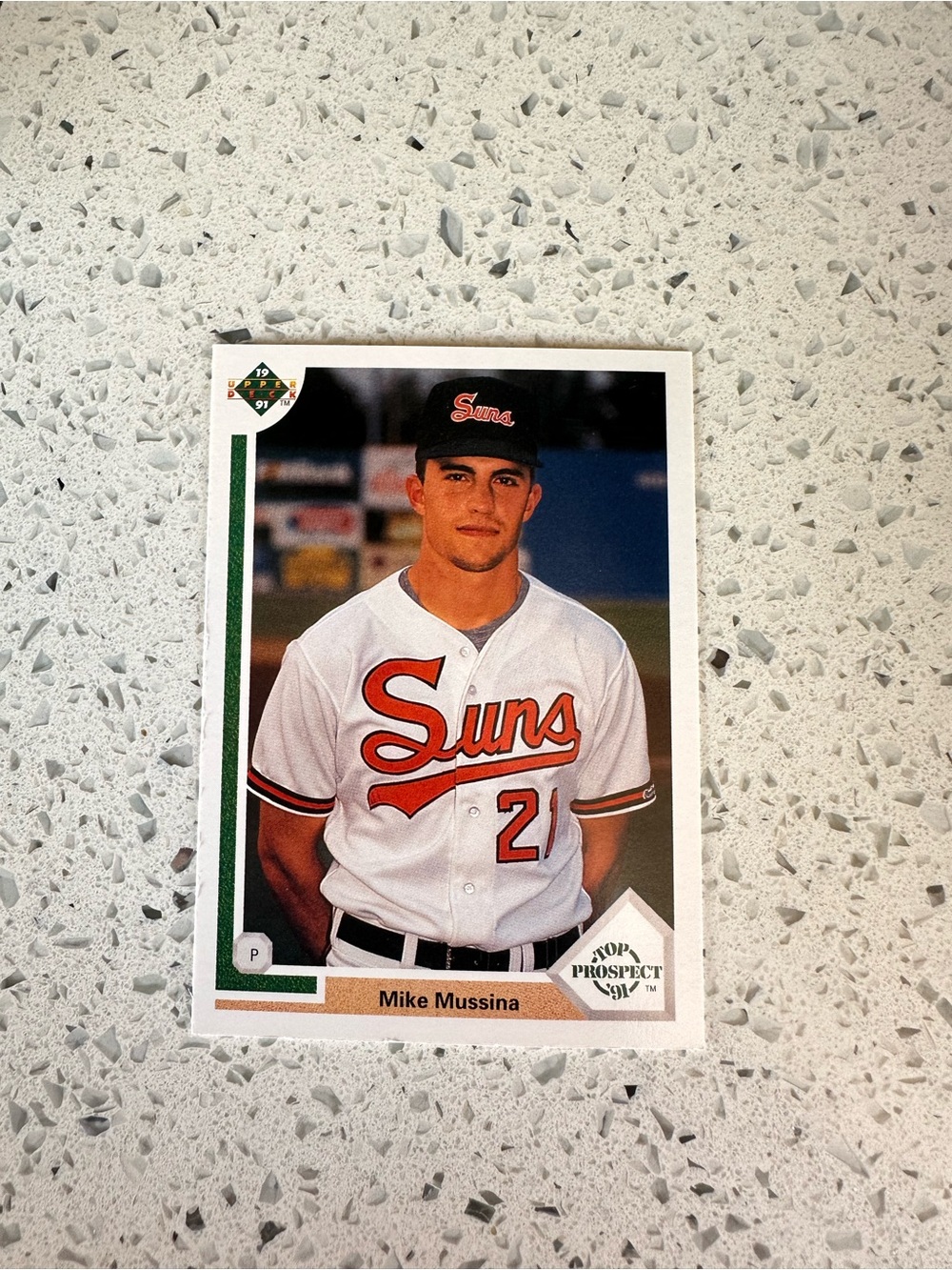 Mike Mussina 'Suns' White Baseball Jersey Card - Vintage Player Card